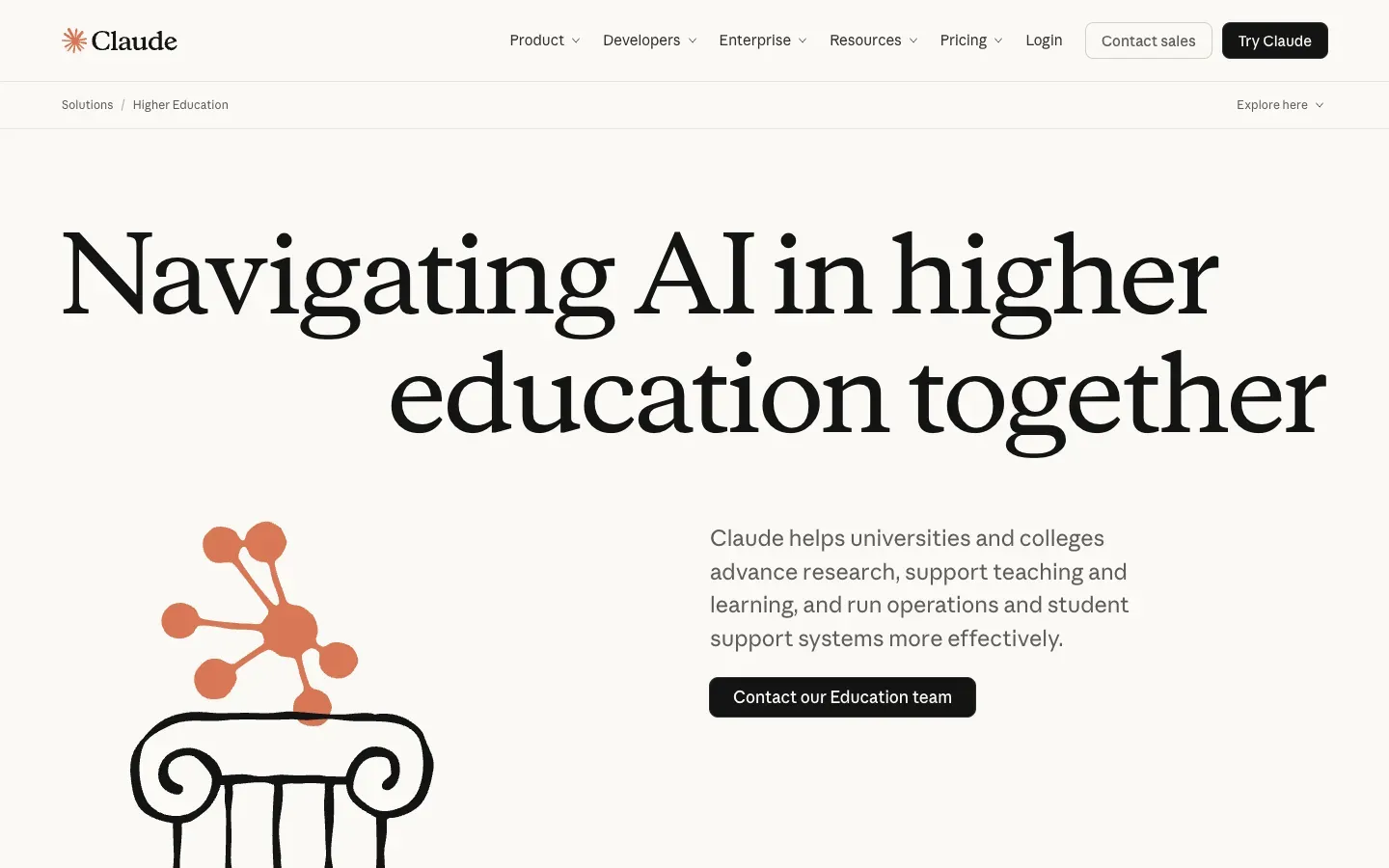 Strona główna Claude for Education (claude.com) – zrzut ekranu