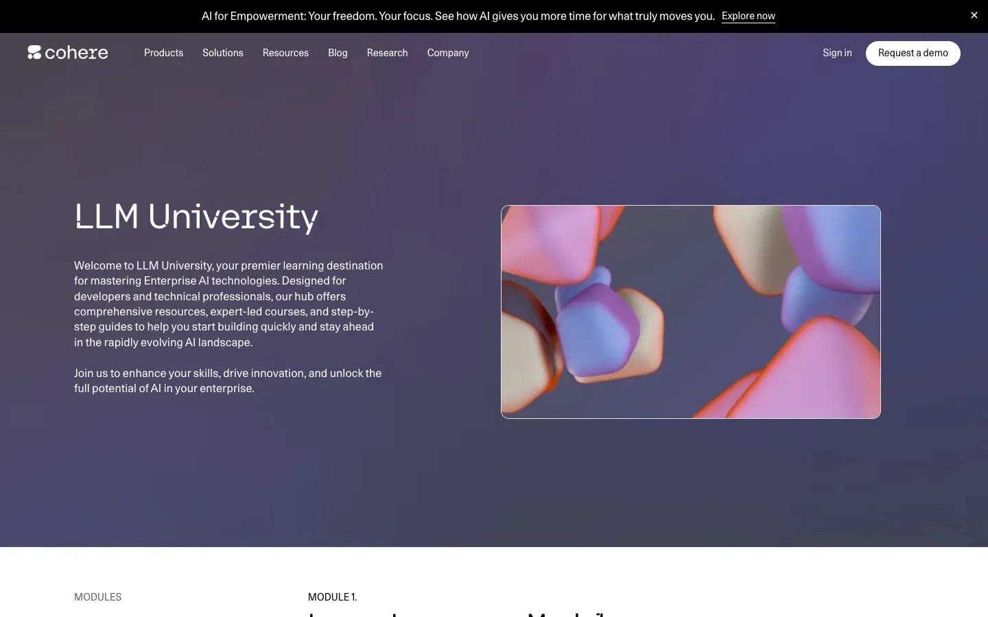 Strona główna Cohere LLM University & Open Science Community (cohere.com) – zrzut ekranu