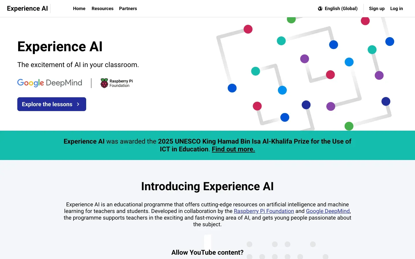 Strona główna Experience AI (experience-ai.org) – zrzut ekranu