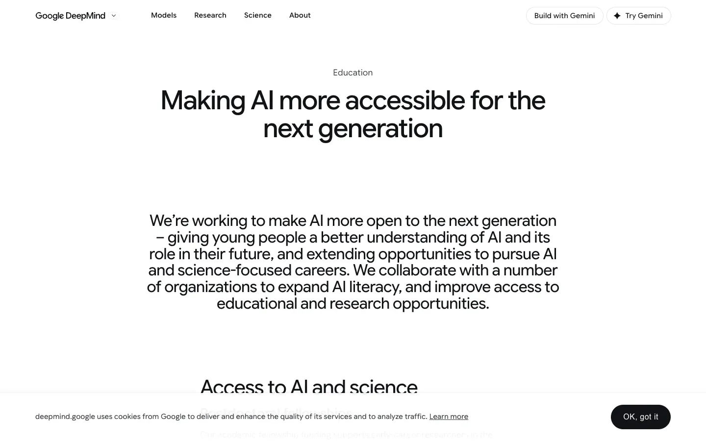 Strona główna Google DeepMind Scholarships & Fellowships (deepmind.google) – zrzut ekranu