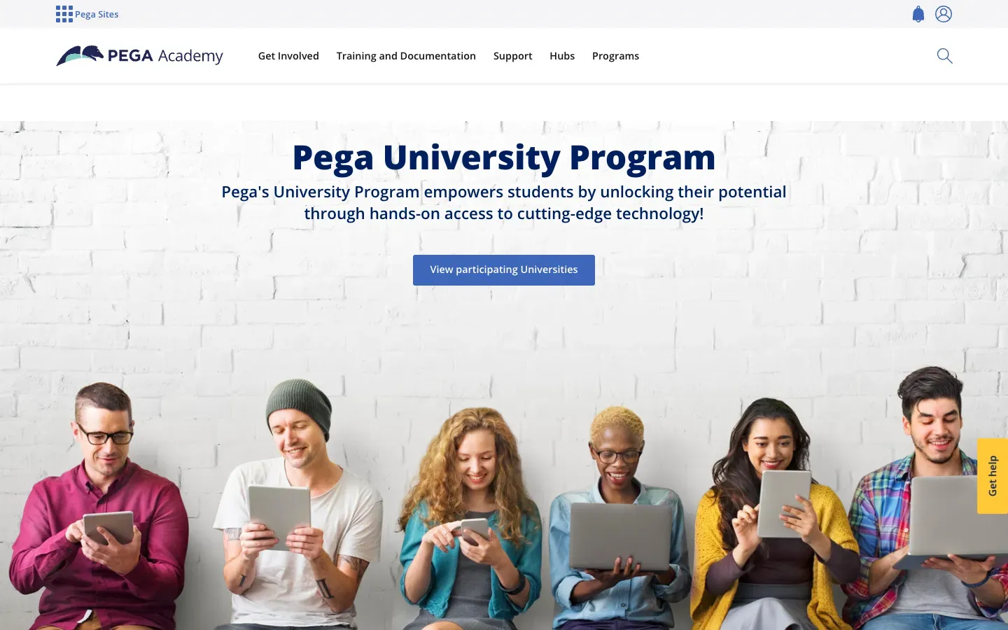 Strona główna Pegasystems University Academic Program (academy.pega.com) – zrzut ekranu