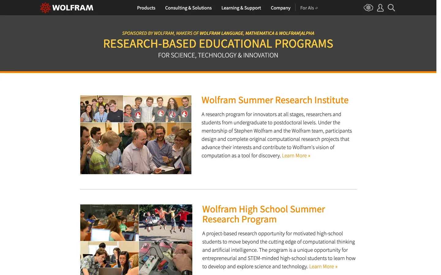 Strona główna Wolfram Education (education.wolfram.com) – zrzut ekranu
