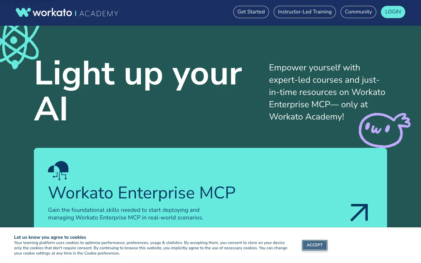 Strona główna Workato Academy (academy.workato.com) – zrzut ekranu